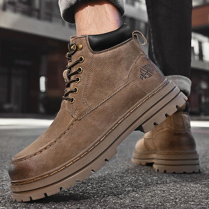 Men's Leather Outdoor Work Shoes Autumn & Winter Casual Martin Boots | 88093