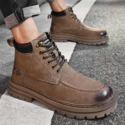 Men's Leather Outdoor Work Shoes Autumn & Winter Casual Martin Boots | 88093