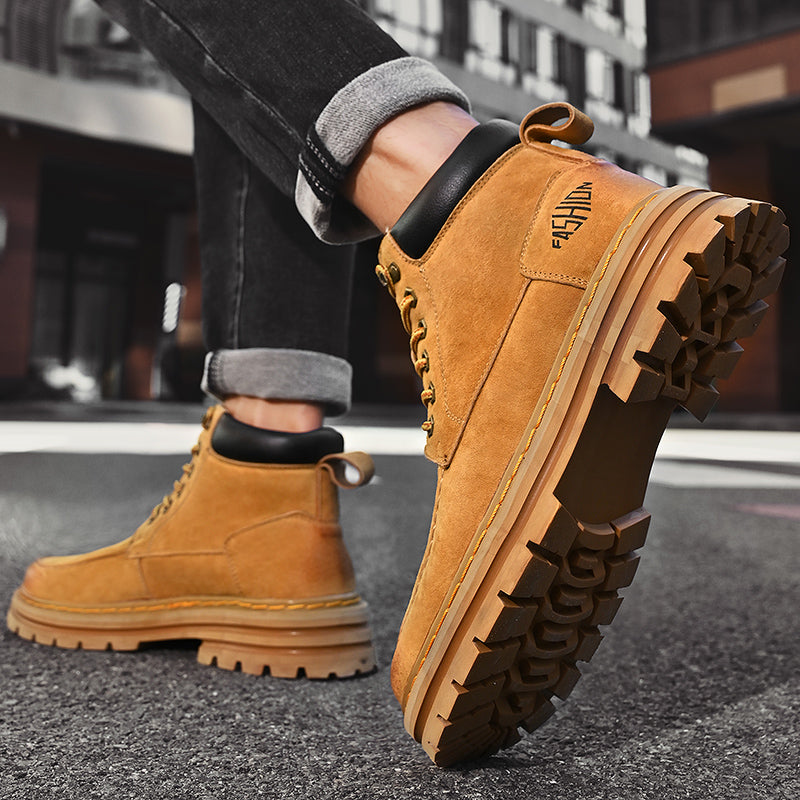 Men's Leather Outdoor Work Shoes Autumn & Winter Casual Martin Boots | 88093