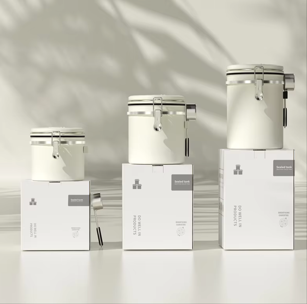 Kaffeedose aus Edelstahl – Luftdichte Aufbewahrung mit CO₂-Ventil und Datumsanzeige (1,5 l / 1,8 l) | NB-MFG 