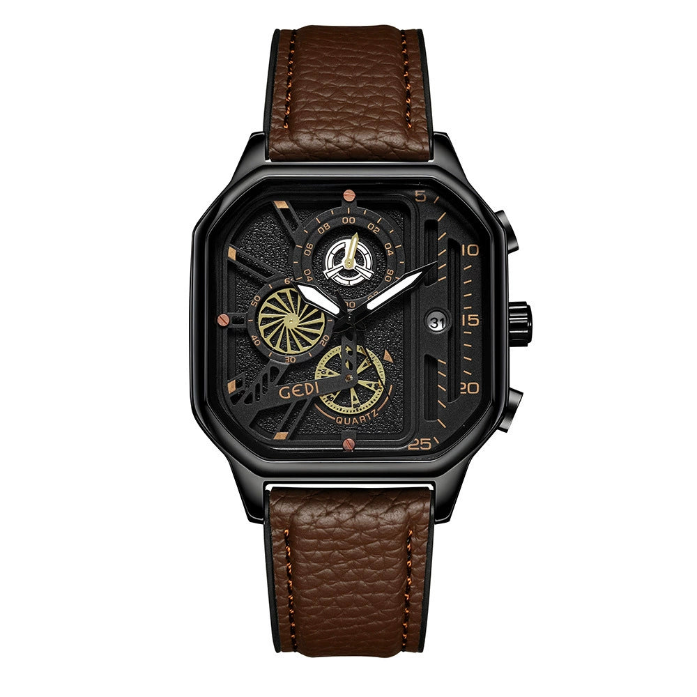 Premium Sense Square Herrenuhr Modischer Quarz-Timer, Business &amp; Wasserdichte Quarzuhr | 51103