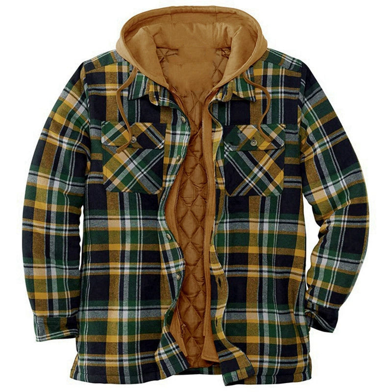 Men's Flannel Plaid Hooded Jacket Lightweight Thermal Zipper Shirt Jacket for Fall & Winter - Cozy & Soft Outwear | SY0004