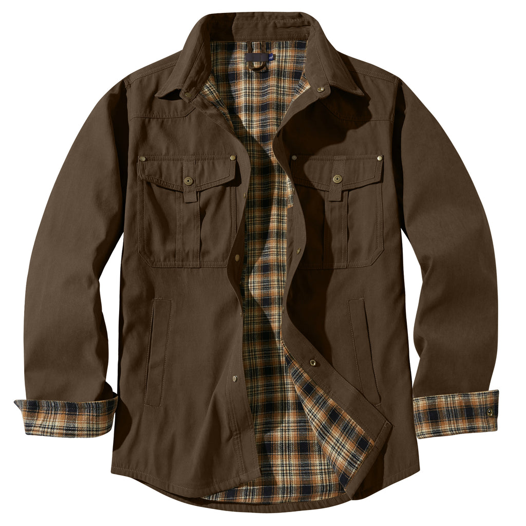 Herren Karojacke Langarm Button-Down Flanelljacke mit Taschen für Streetwear | 3268 