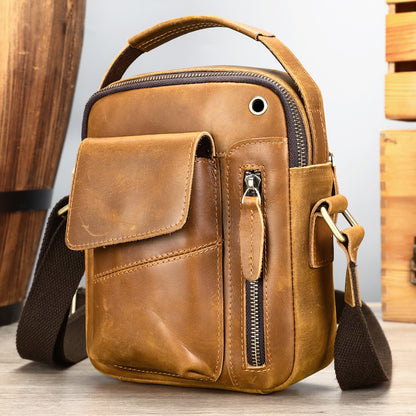 Premium Horse Leather Business Leather Shoulder Bag Crossbody Messenger Top Handle Handbag | 6059