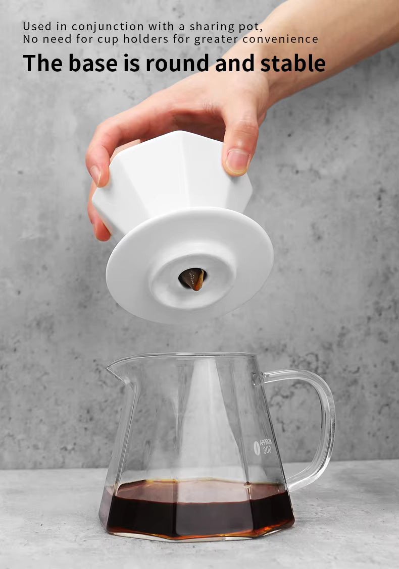 Achteckiger Keramik-Kaffeefilter – 1–2 &amp; 1–4 Tassen Pour Over Filterkegel UK | NB-0804 