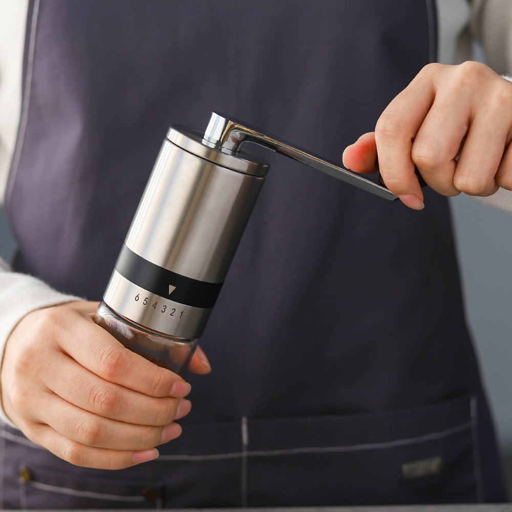 Tragbare manuelle Kaffeemühle – Handkurbel-Kaffeemühle aus Edelstahl mit Keramikmahlwerk für die Zubereitung zu Hause und im Freien | 1070165 