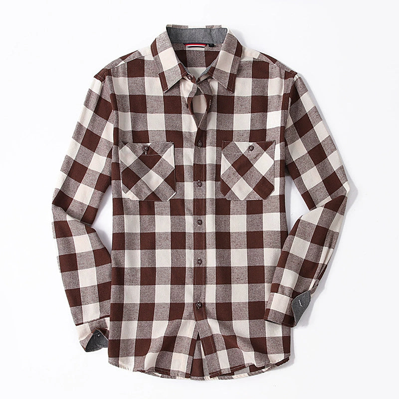 Men's Plaid Flannel Grinding Warm Shirt – European & American Casual Style | flr