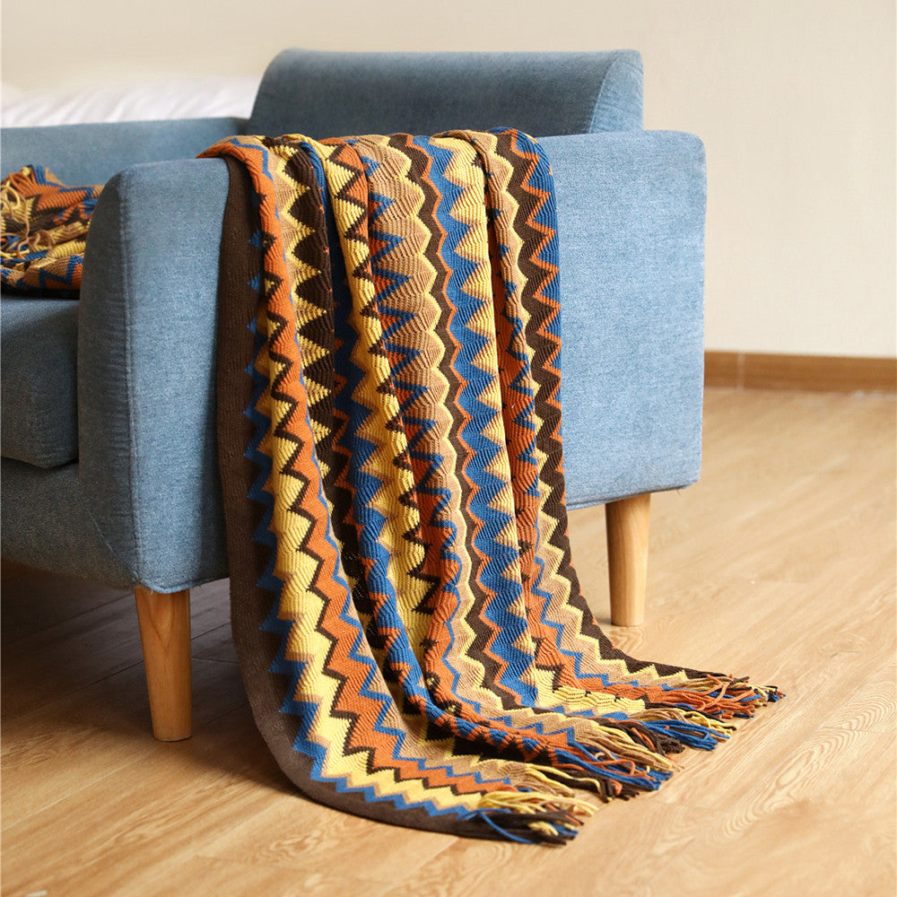 Cozy Knit Blanket with Tassels Soft and Stylish Throw for Home Comfort | JB013