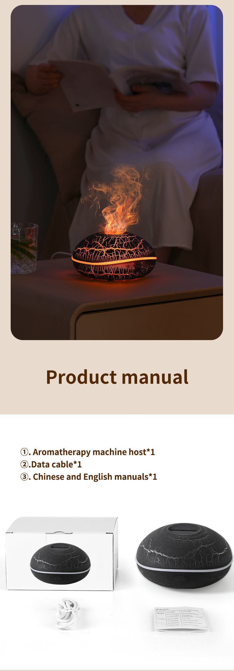 Aromatherapie-Diffusor mit realistischem Flammeneffekt – 7-farbiger LED-Luftbefeuchter mit USB-Stromversorgung für Zuhause, Büro und Schlafzimmer | SD13 