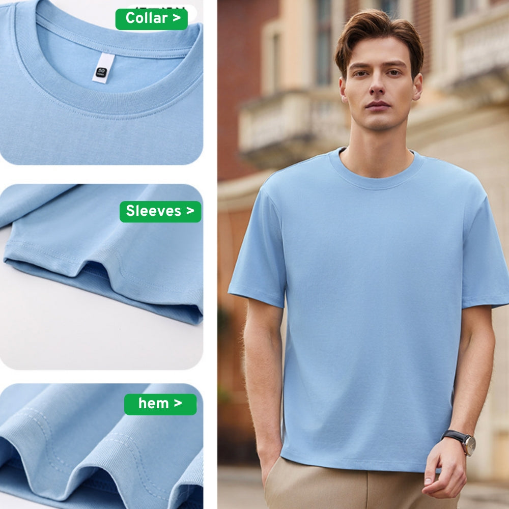 Hochwertiges antibakterielles T-Shirt aus Seide und Baumwolle | Unisex Sommer Kurzarm | Weiches und atmungsaktives T-Shirt mit klassischer Passform | L11-33911 