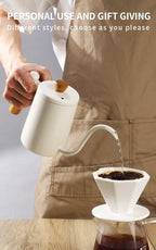 Pour Over Kaffeekessel – 600 ml Edelstahl-Handtropfkessel mit Holzgriff UK | NB-ZT2020 