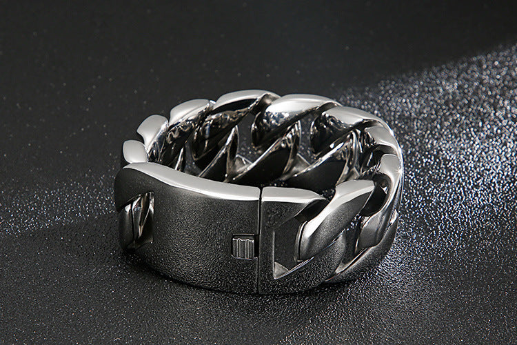 Dickes Herrenarmband aus Titanstahl, glänzend und dominant, Modeschmuck, trendiges Stückarmband | KB31778-D 