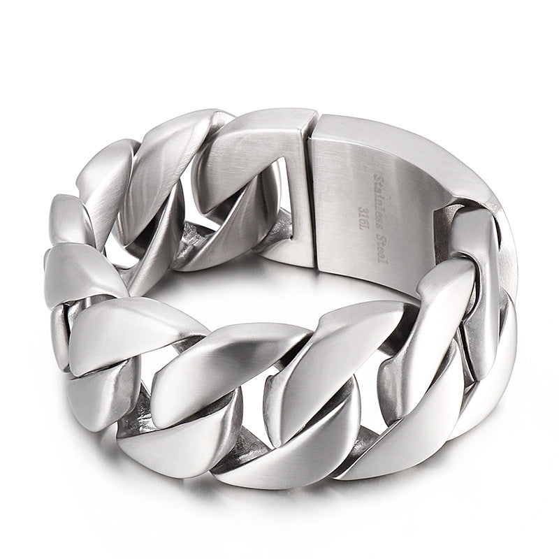 Dickes Herrenarmband aus Titanstahl, glänzend und dominant, Modeschmuck, trendiges Stückarmband | KB31778-D 