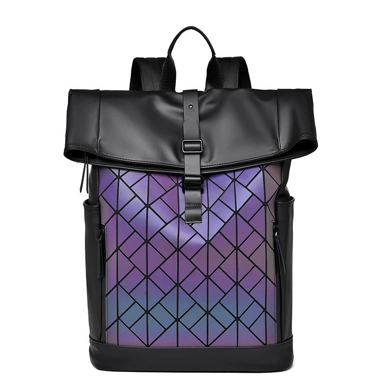 OMASKA Reflective Geometric Backpack – Wasserdichte, trendige 14-Zoll-Laptoptasche | 8605 