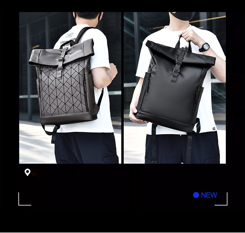 OMASKA Reflective Geometric Backpack – Wasserdichte, trendige 14-Zoll-Laptoptasche | 8605 