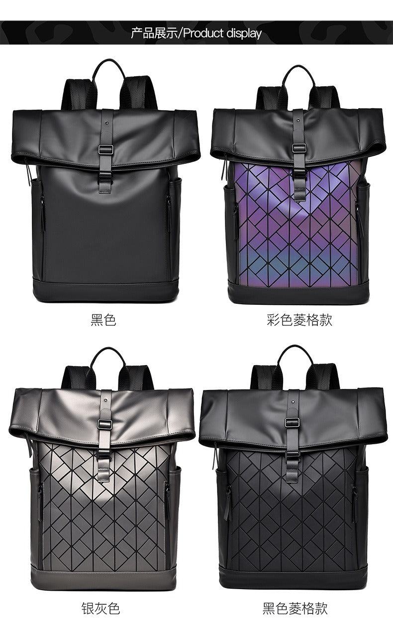OMASKA Reflective Geometric Backpack – Wasserdichte, trendige 14-Zoll-Laptoptasche | 8605 