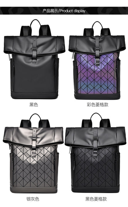 OMASKA Reflective Geometric Backpack – Wasserdichte, trendige 14-Zoll-Laptoptasche | 8605 