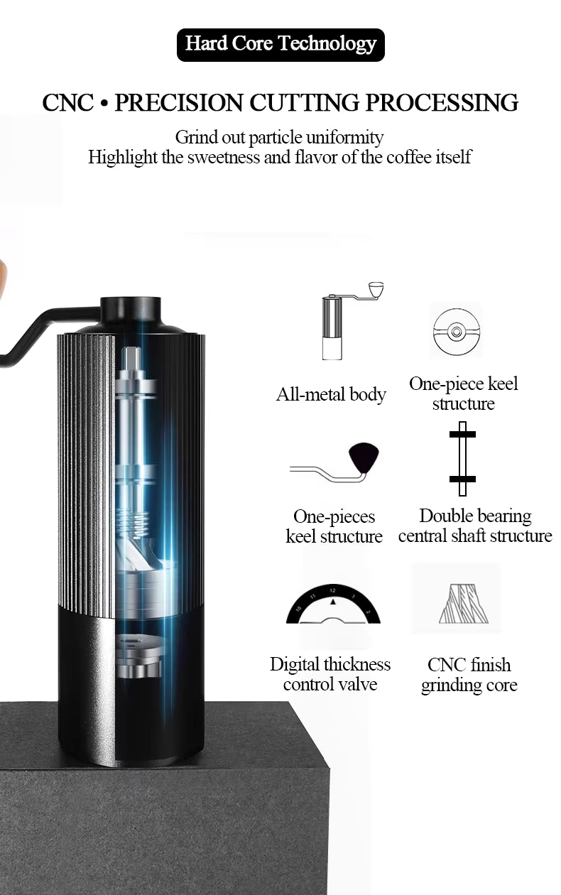 Hochwertige manuelle Kaffeemühle – Große 30-g-Kegelmühle, Präzisions-Handkurbel für Espresso und Pour Over UK | NS1 