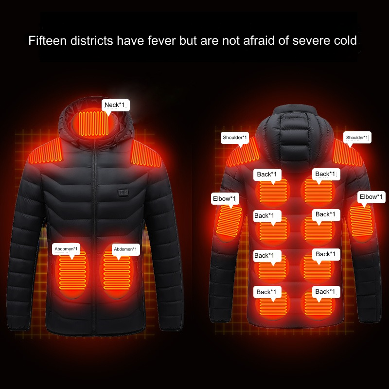 Winter Heated Down Jacket Veste Chauffante Rechargeable Battery USB Electric Heated Hooded Smart Jacket | M09