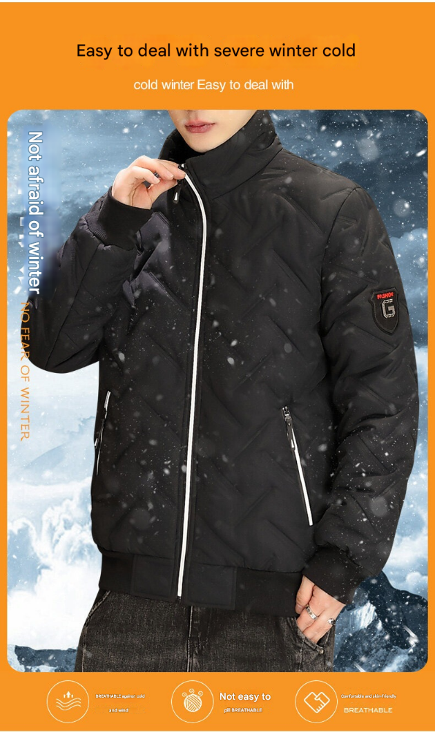 Herren-Bomberjacke – Lässiger, dicker, wattierter Slim-Fit-Mantel aus Baumwolle für ultimativen Komfort und Stil | 519 