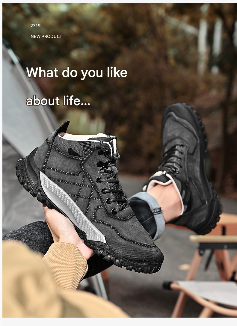 Herren-Wanderschuhe aus echtem Leder, High-Top-Outdoor-Martin-Stiefel und trendiges Schuhwerk | 2319 