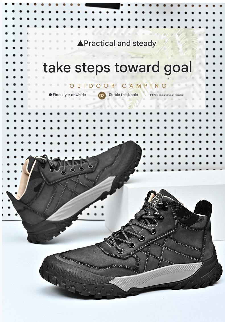 Herren-Wanderschuhe aus echtem Leder, High-Top-Outdoor-Martin-Stiefel und trendiges Schuhwerk | 2319 