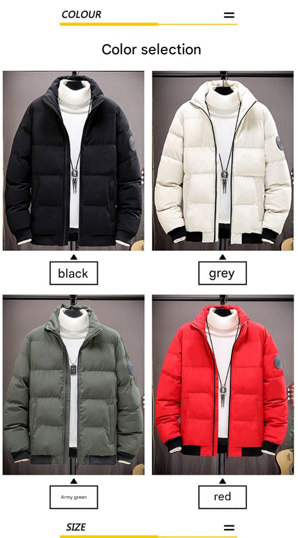 Men's Thick Winter Down Jacket – Warm Stand Collar Cotton Coat for European Winters 8668