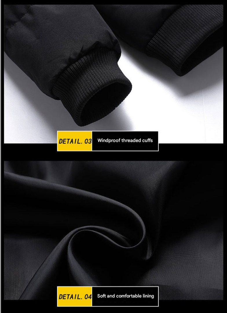 Dicke Winter-Daunenjacke für Herren – Warmer Baumwollmantel mit Stehkragen für europäische Winter 8668 