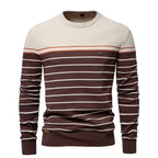 Herren Gestreifter Patchwork Strickpullover – Rundhals Casual Pullover für Herbst/Winter | SW117 