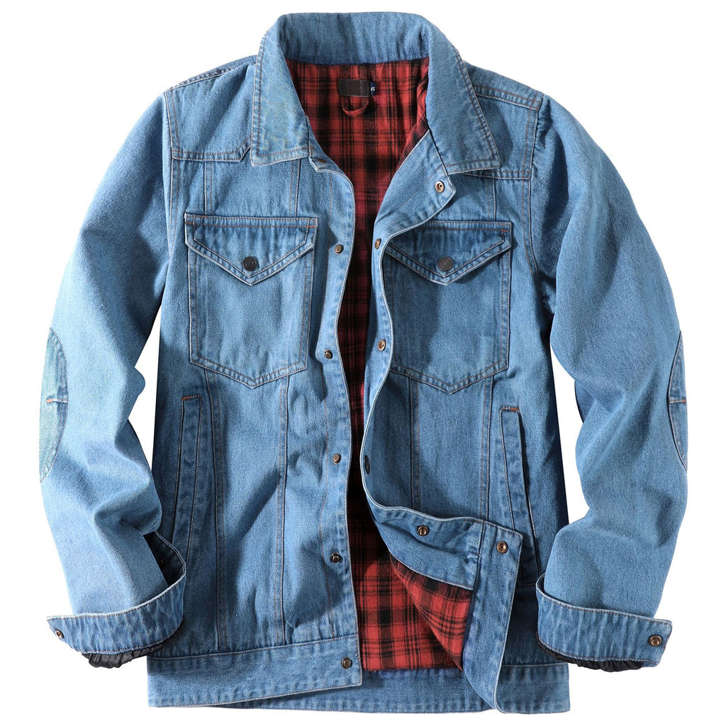 Herren-Truckerjacke im Western-Karo-Flanell-Stil in großer Größe, lässige Jeans-Oberbekleidungsjacke | 3270 