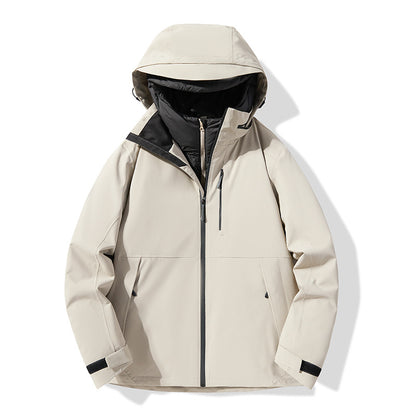 Men's Outdoor Jacket 90% Duck Down Filled Parka with Detachable Shell All-Season Waterproof Hiking Coat