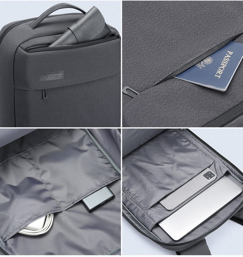 Kingsons Leichter Laptop-Rucksack 15,6 Zoll, schmal, wasserdicht, Business- und Studententasche | 24021 