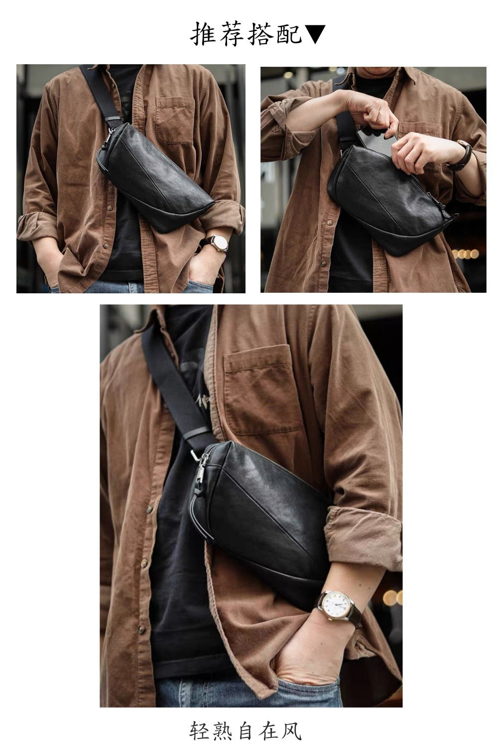 Cafen Kelvri Herren-Umhängetasche aus Leder – Schultertasche aus echtem Rindsleder, UK | 2712D 