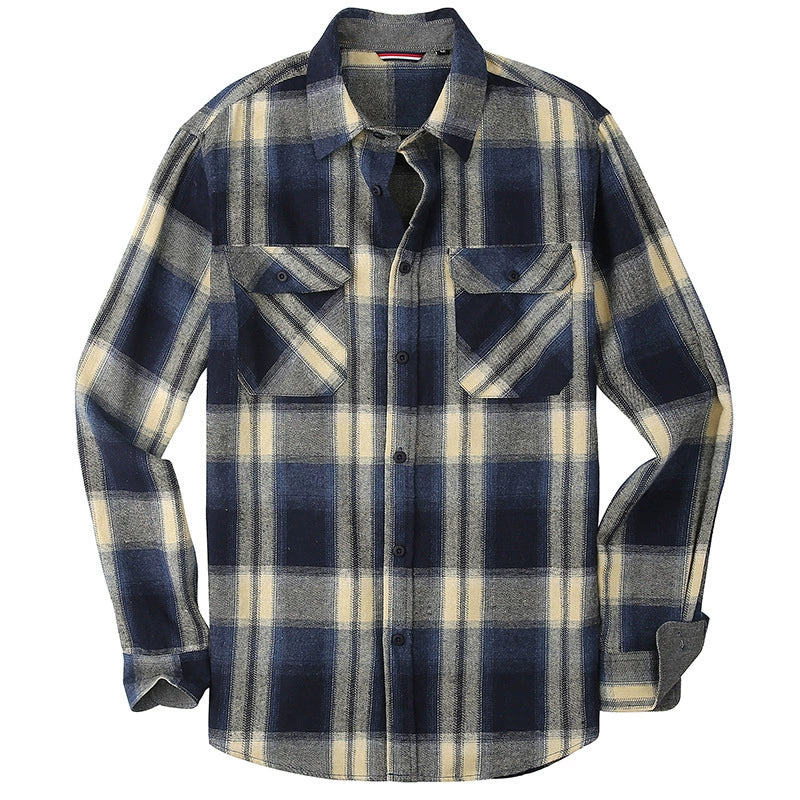 Men's Plaid Flannel Grinding Warm Shirt – European & American Casual Style | flr