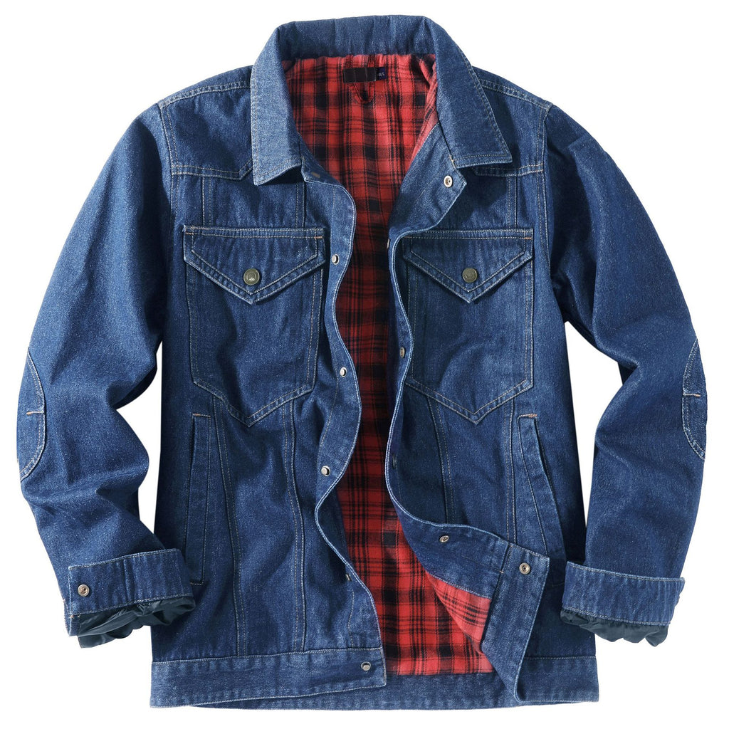 Herren-Truckerjacke im Western-Karo-Flanell-Stil in großer Größe, lässige Jeans-Oberbekleidungsjacke | 3270 
