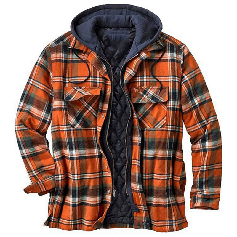 Men's Flannel Plaid Hooded Jacket Lightweight Thermal Zipper Shirt Jacket for Fall & Winter - Cozy & Soft Outwear | SY0004