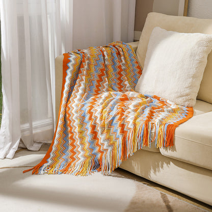 Cozy Knit Blanket with Tassels Soft and Stylish Throw for Home Comfort | JB013