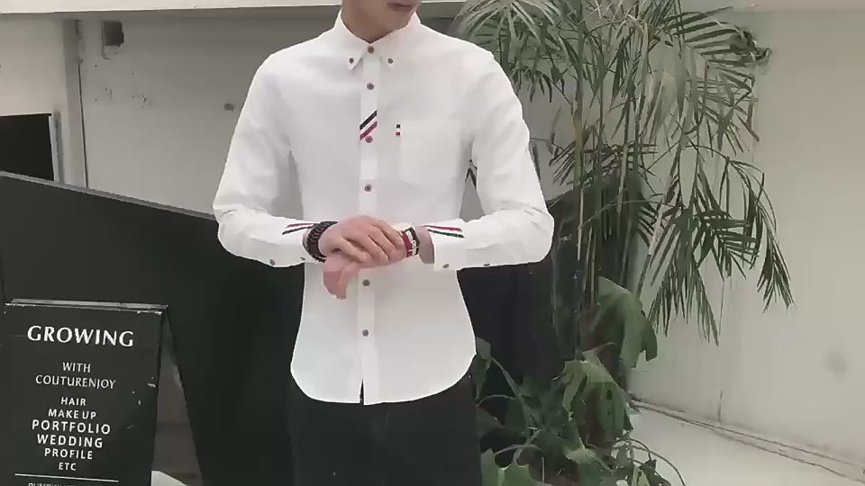 Herren Business Casual Langarmhemd Einfarbig Slim Fit Hemd 