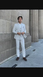 Zweireihiger Herrenanzug, 3-teilig, maßgeschneidert, Smart Fit, für Anlässe, Partys, Business-Anzüge (Blazer + Weste + Hose) | HC67 