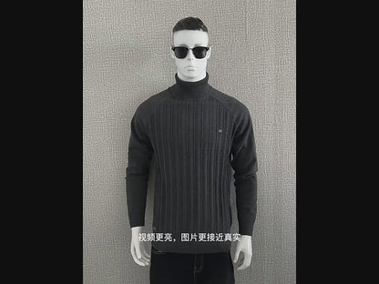 Men's Slim Fit Turtleneck Cardigan Sweater Casual Thermal Knitted Pullover Jumper | Y334