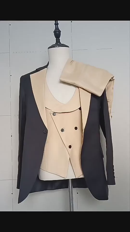 3-teiliger Slim Fit Herrenanzug Bräutigam Formelle Party Abschlussball &amp; Hochzeit Smoking Blazer Jacke Hose &amp; Weste