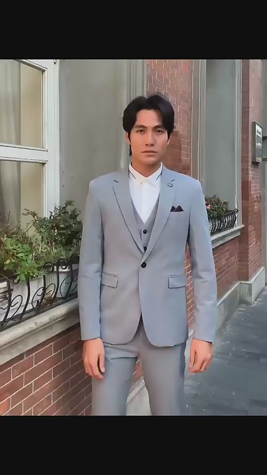 Sharp &amp; Tailored Herren 3-teiliges Slim Fit Einreihiger Anzug Blazer Hochzeit Business Anzughose und Weste Set | HC69 