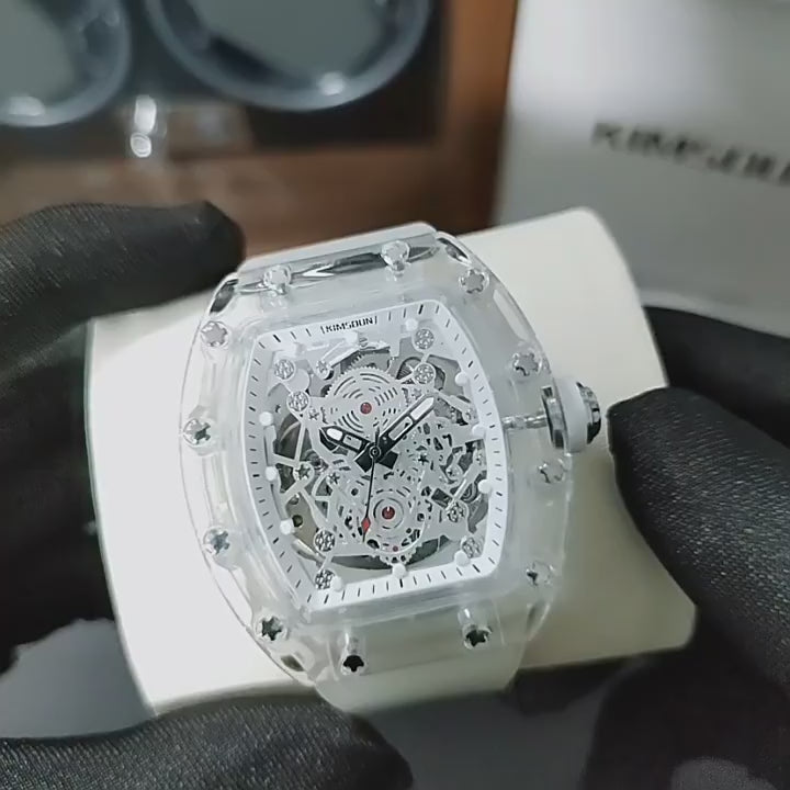 Herrenuhren Luxus Transparente tonnenförmige hohle automatische mechanische Uhr | K-2015A 