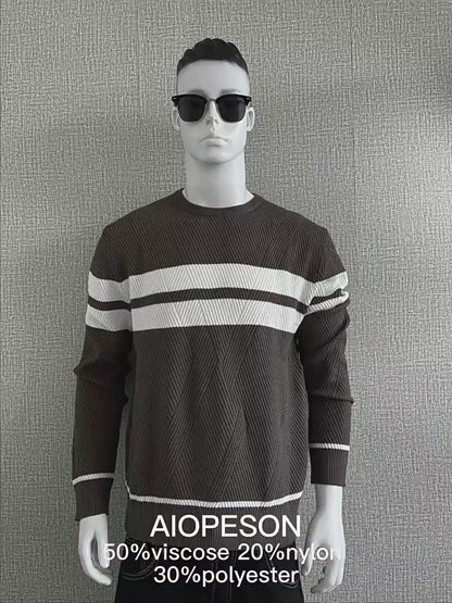 Men's O-Neck Patchwork Long-Sleeve Warm Slim Casual Fashion Sweater | 207