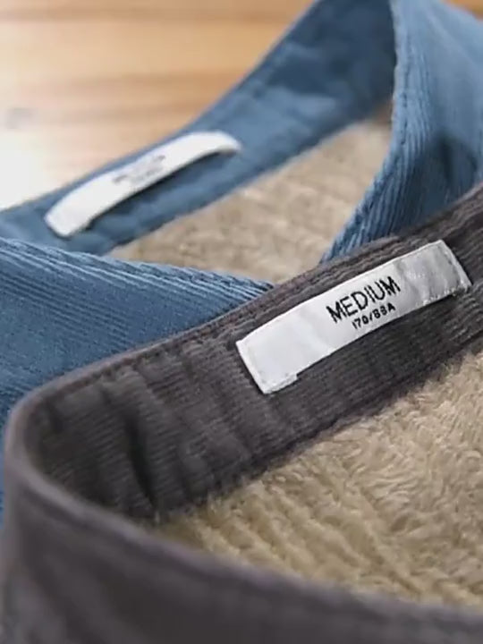 Winter Verdicktes Casual Vintage Stehkragen Cord Langarmhemd Samt Dicke Warme Oberteile | 9433 