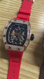 Herren Top RM Luxusuhr Leuchtendes Drachentiger Diamantmuster Automatische Gummiuhr | 9924LH 