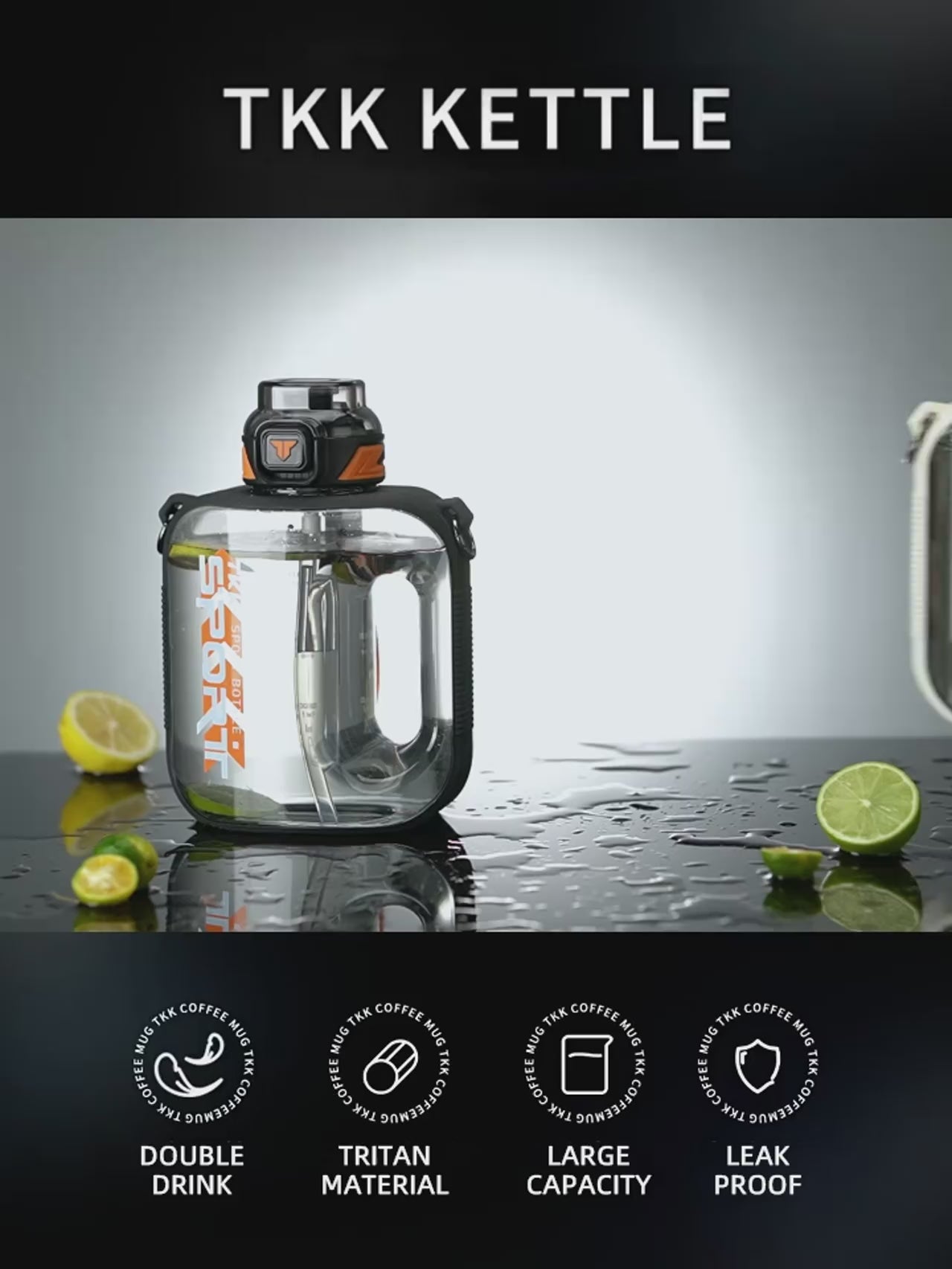 Sport-Wasserflasche TRITAN, großes Fassungsvermögen, hitzebeständig, für Outdoor-Reisen, Wasserkocher, Fitnessstudio, Fitnesskrüge | 1022 