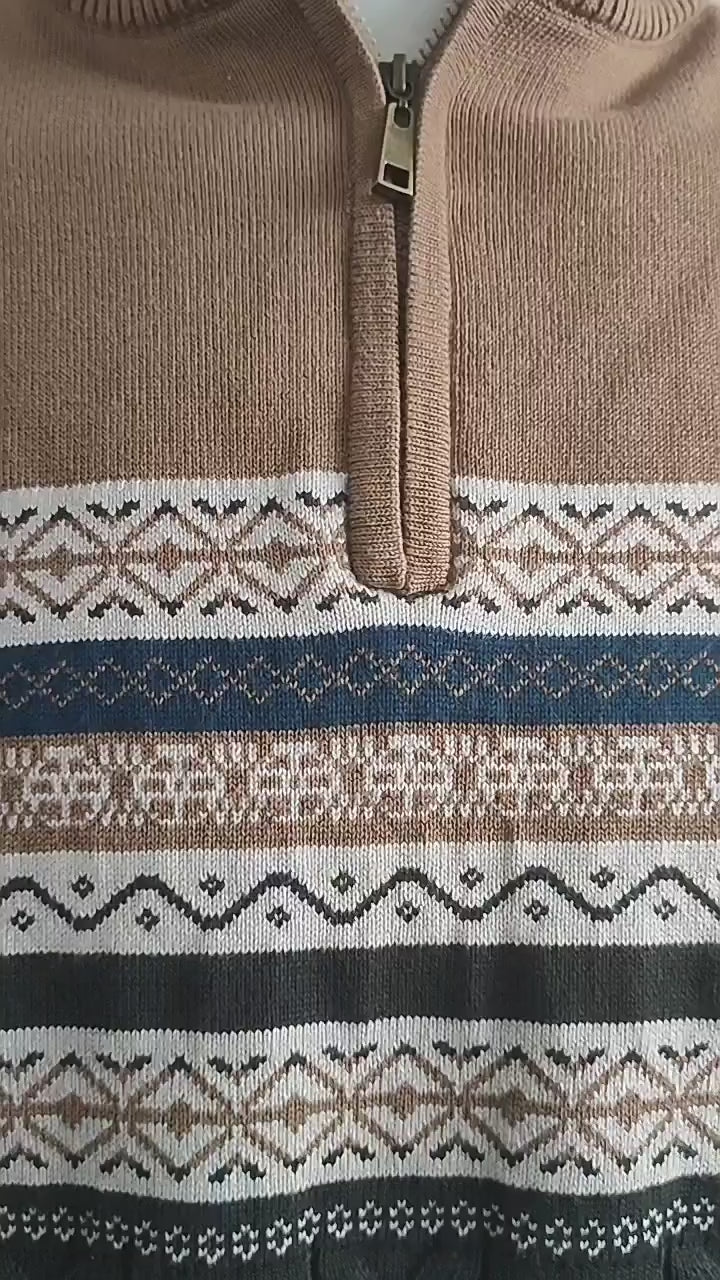 Warmer Winterpullover aus Baumwolle für Herren mit ethnischen Mustern, lässiger Pullover | M316 