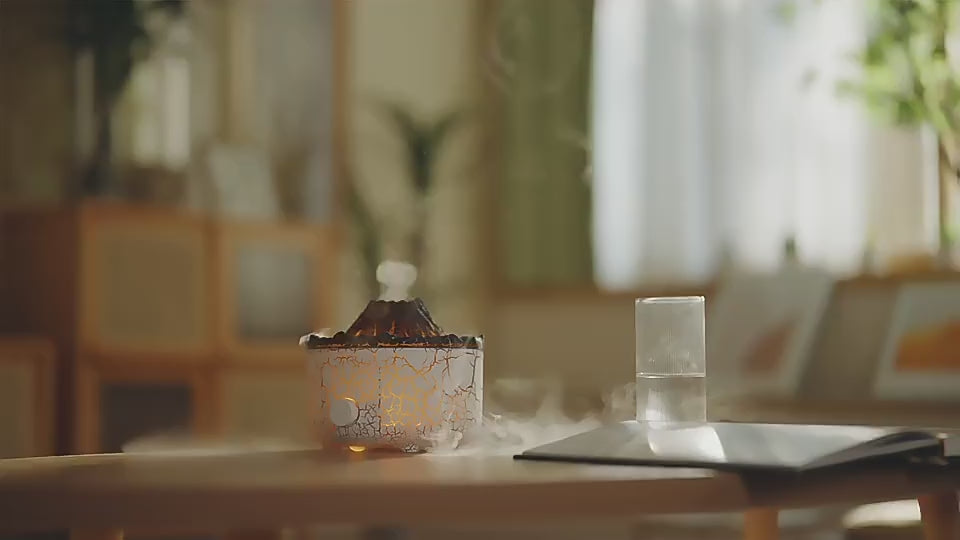 Lava Cracked Volcano Diffusor für ätherische Öle, Quallenspray, Simulation von Feuer und Flammeneffekt, Luftbefeuchter, Heimdiffusor | V21b pro 