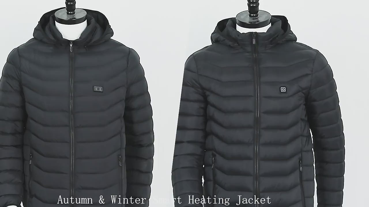 Beheizte Daunenjacke für den Winter, wiederaufladbarer Akku, USB, elektrisch beheizt, Smart-Jacke mit Kapuze | M09 
